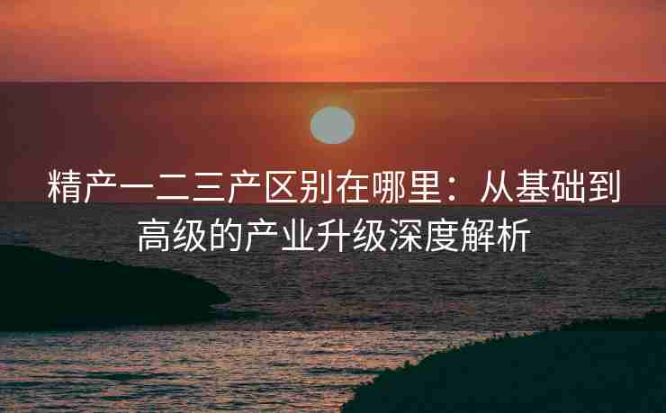 精产一二三产区别在哪里:从基础到高级的产业升级深度解析 精产一二三产区别在哪里:从基础到高级的产业升级深度解析